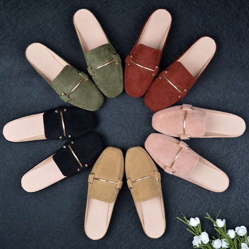 Slip-On Wooden Block Heel Ladies Platform Mules