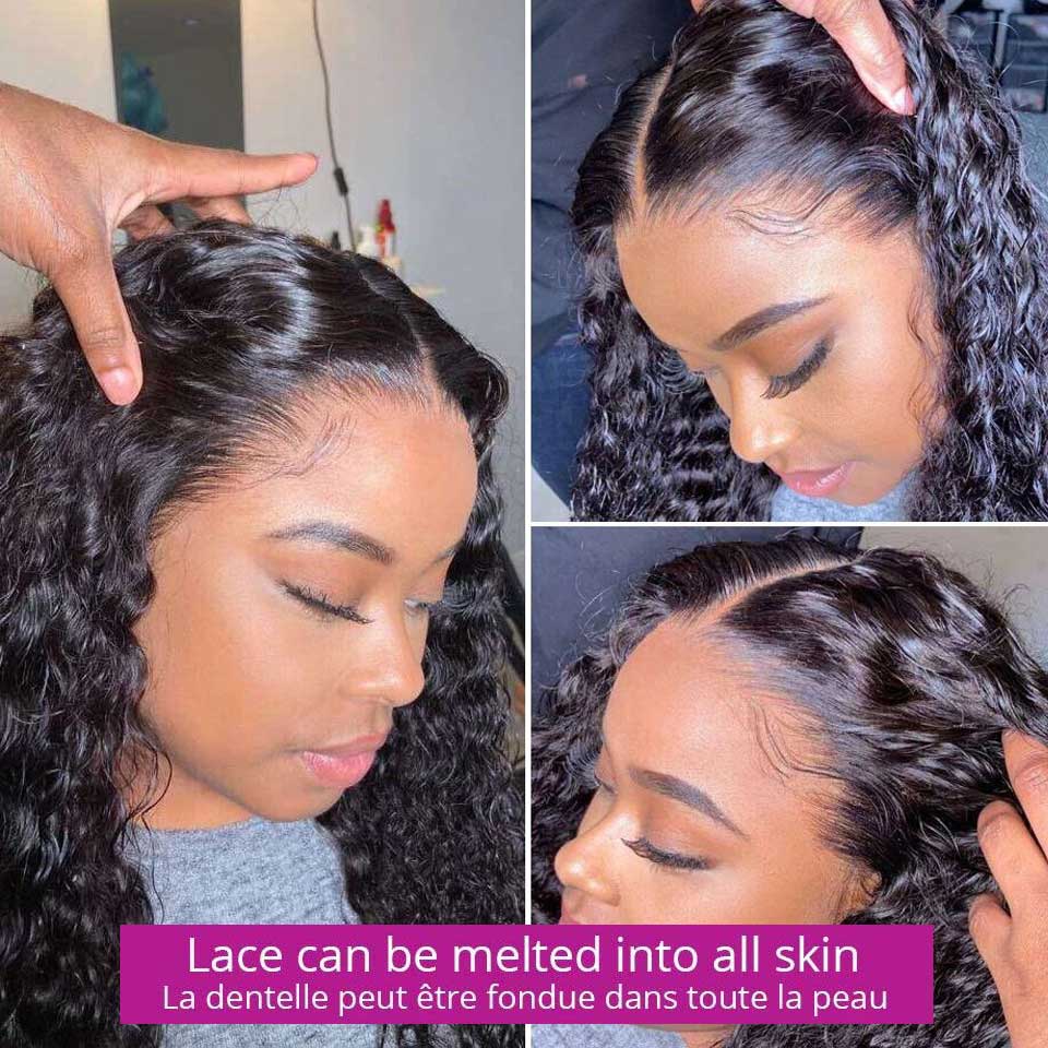 Indian Deep Curly Lace Front Wig Human Hair Wigs For Black Women Deep Wave 4x4 Closure Wig Glueless Curly Lace Frontal Wig