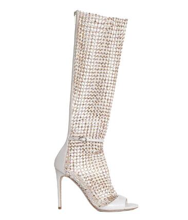 Gladiator Crystal Peep Toe Rhinestone Bling Mesh Ankle Boots