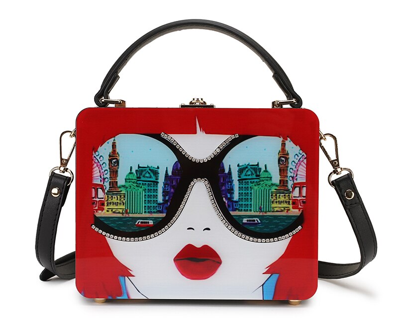 Dazzling Sunglasses Cartoon Acrylic Style Shoulder Crossbody Tote Bag