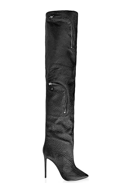 Thigh High Over-The-Knee Pocketed Stiletto Heel Pointed Toe Zipper Boots