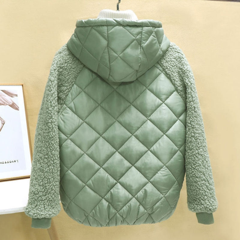 Quilted Hooded Loose Ladies Lightweight Cotton Jacket