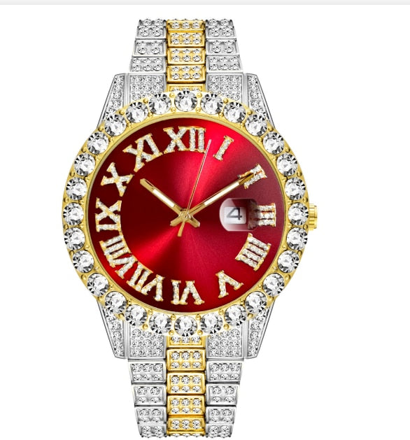 Silver/Gold Diamond Stainless Steel Colored Quartz Watch