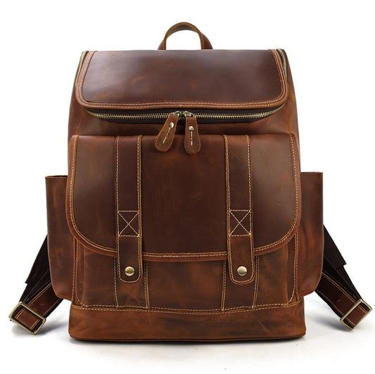 Genuine Leather Cow skin Men's Large Backpack