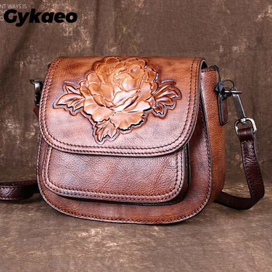 Small Embossed Women Genuine Leather Floral Purse