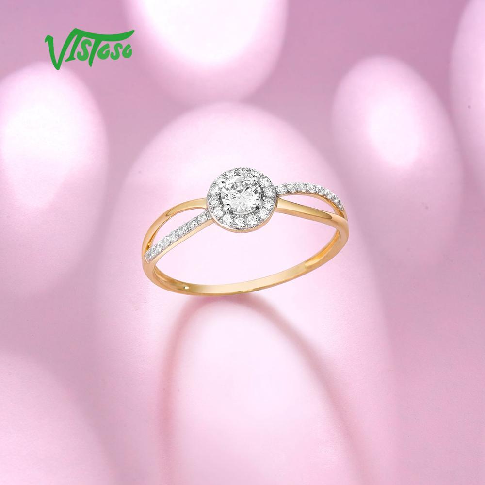 9K 375 Yellow Gold Ring Sparkling White CZ Gold Engagement Rings