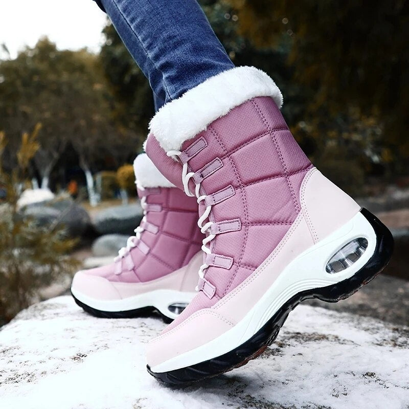 Waterproof Winter Women's Snow Fur Lined Non-Slip Ankle Snowboots