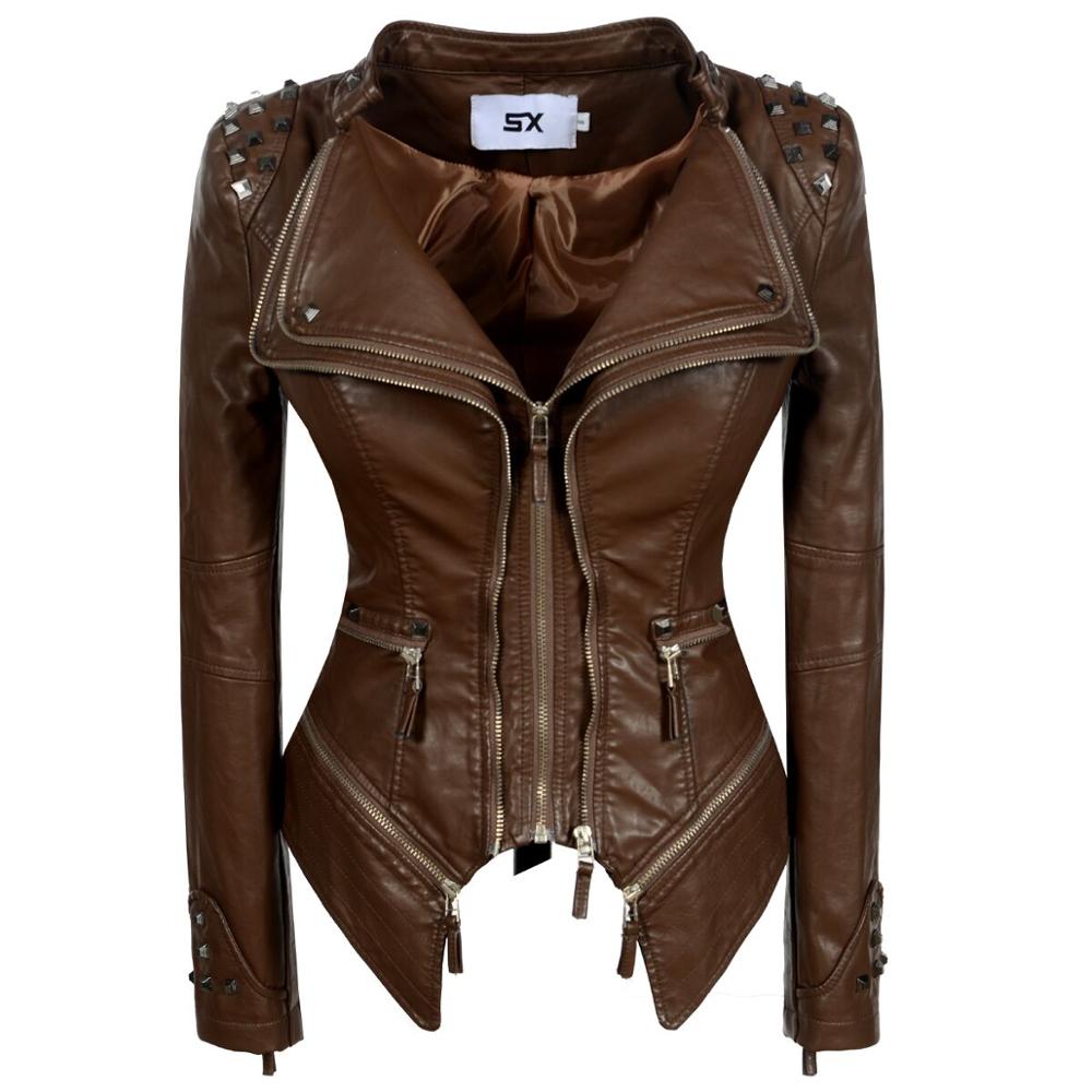 Snake Print Motorcycle Faux PU Leather Ladies Jacket