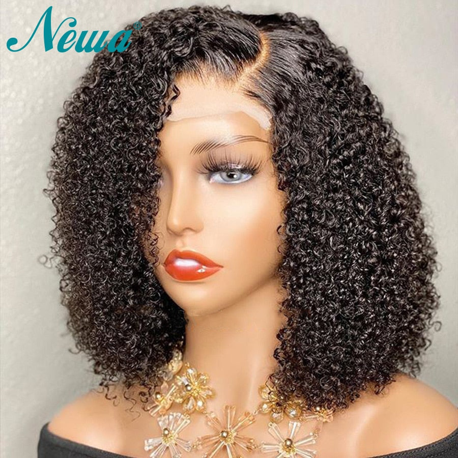 Short Bob 10A Curly Human Hair Pre-Plucked 13x6 Brazilian Lace Front Highlight 4x4 Closure Wig