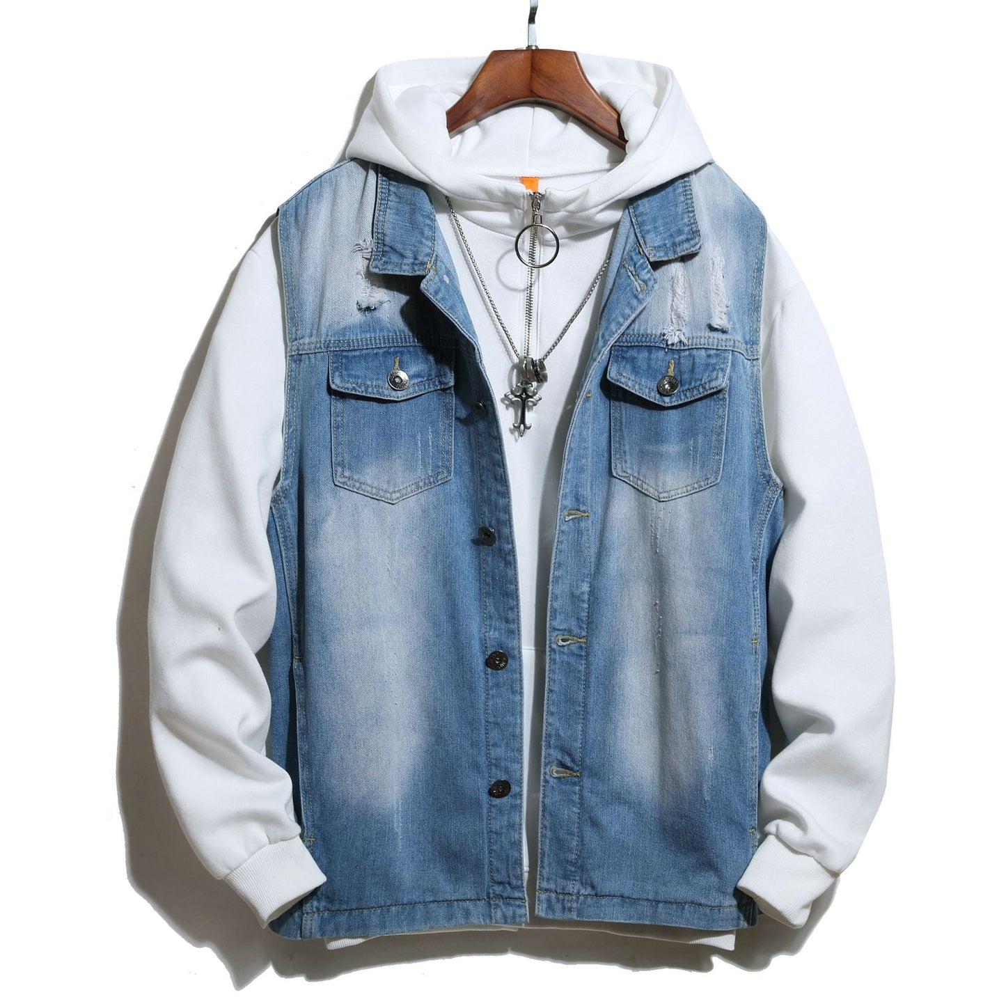 Men's Colorblock Stitching Denim Jean Jacket