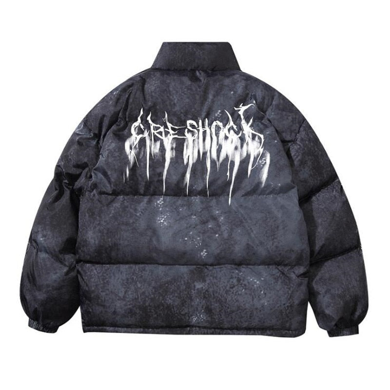 Men's Hip Hop Oversize Padded Bomber Graffiti Jacket