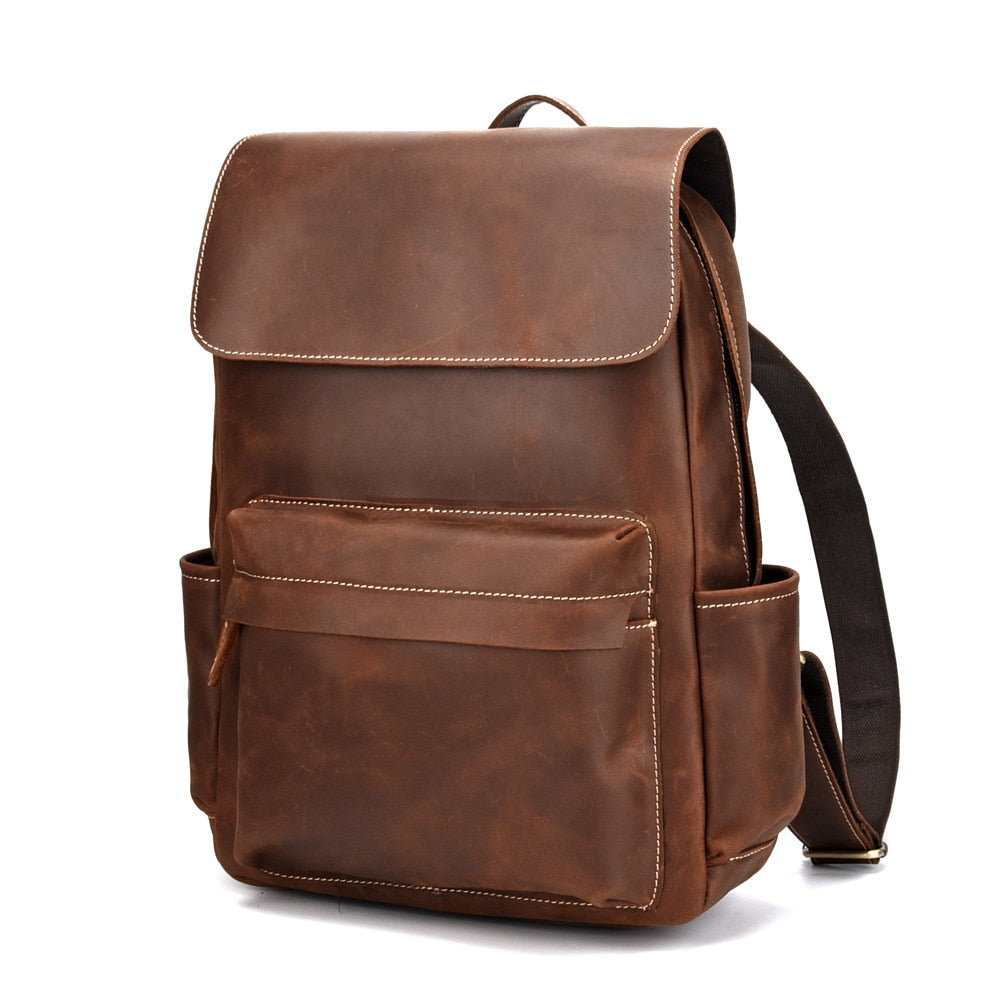 Genuine Leather Cow skin Men's Large Backpack