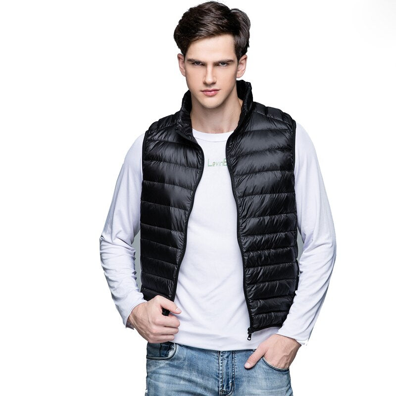 Duck Down Vest Ultra Light Men's Sleeveless Ribbed Vests