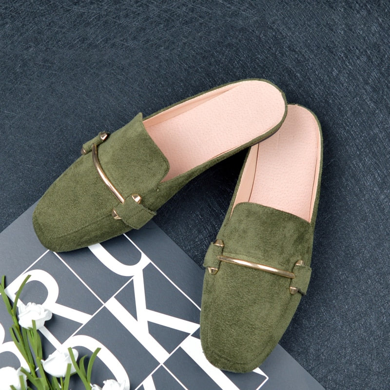 Slip-On Wooden Block Heel Ladies Platform Mules