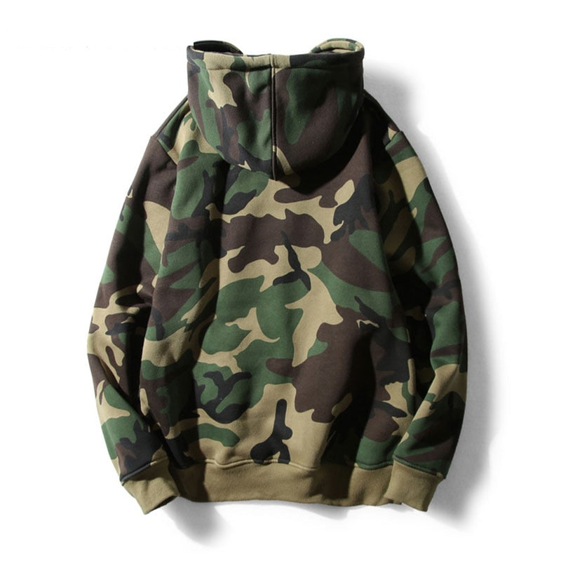 Camouflage Drawstring Men's Hooded Fleece Pullover Sweatshirt