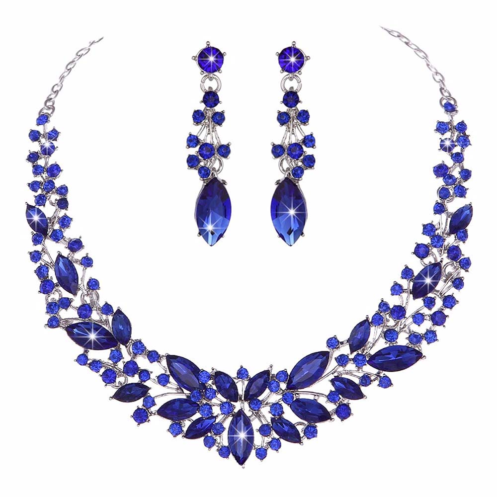 Crystal Rhinestone Jewelry Sets w/ Crowns Bridal Necklace Sets