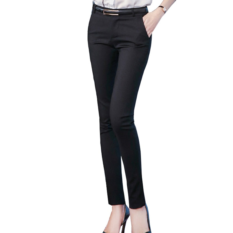 Ladies Slim High Waist Straight Leg Pants