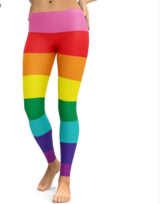 Rainbow Striped 3D Printed Leggings