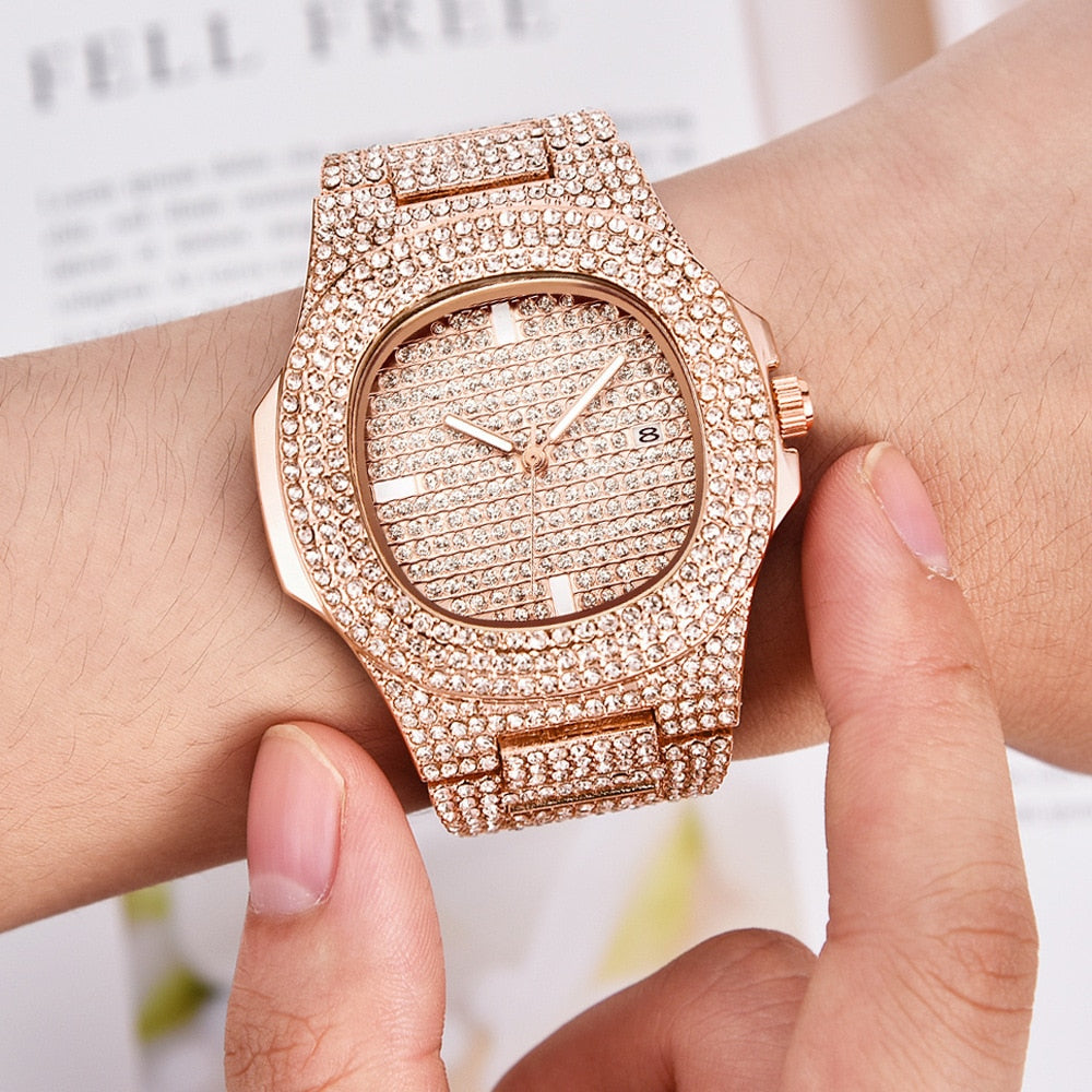 Iced Quartz Hip Hop Micropaved CZ Stainless Steel Watch