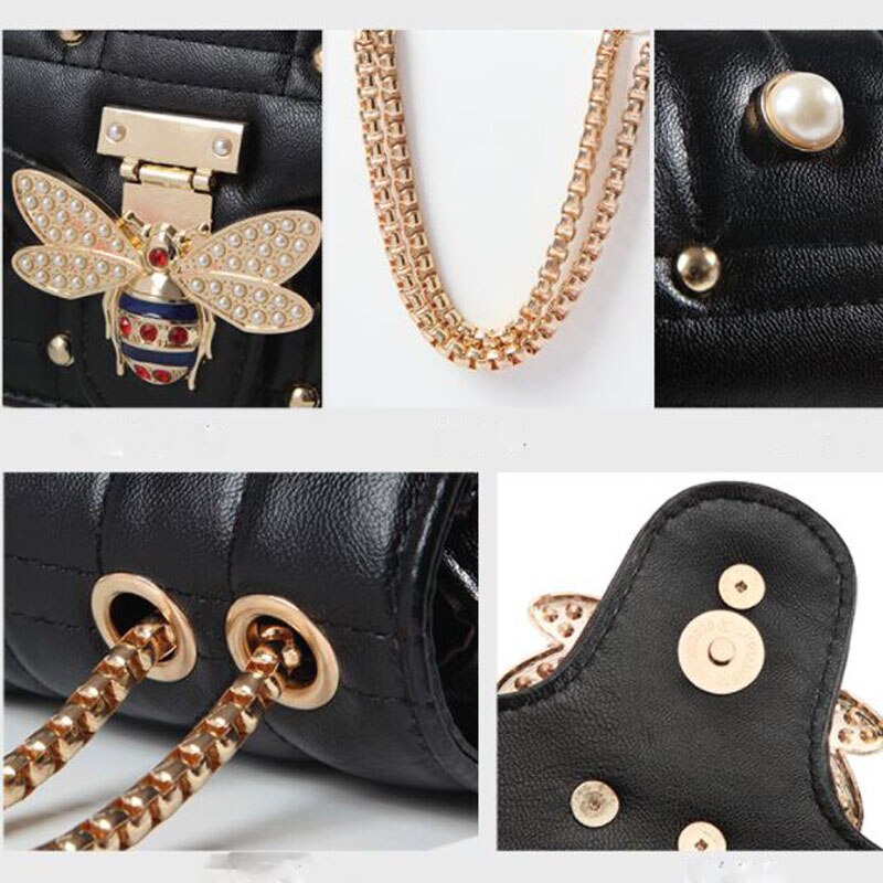 Bee Pearl Design Chain Strap Crossbody Shoulder Purse