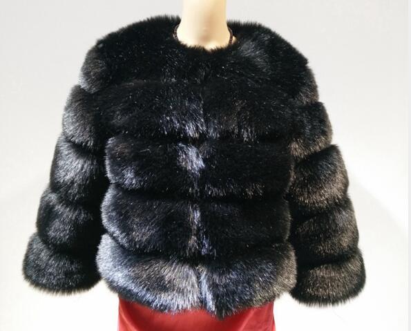 Vintage Faux Fur Solid Color Long Sleeve Women's Jacket to 4X