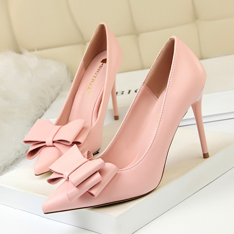 Bowtie High Heel Pointed Toe Pumps