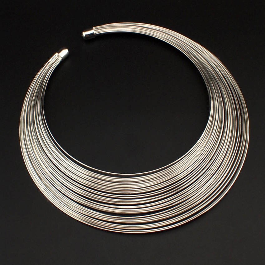 Multi-Layer Metal Wire Statement Indian Choker Necklace