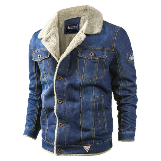 Men's Military Bomber Style Jean Jacket