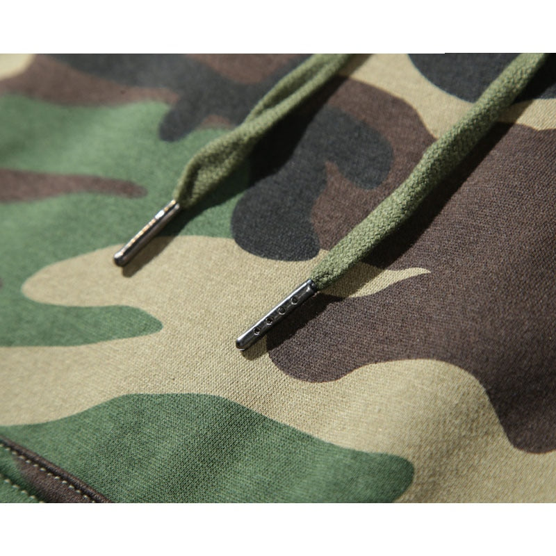 Camouflage Drawstring Men's Hooded Fleece Pullover Sweatshirt