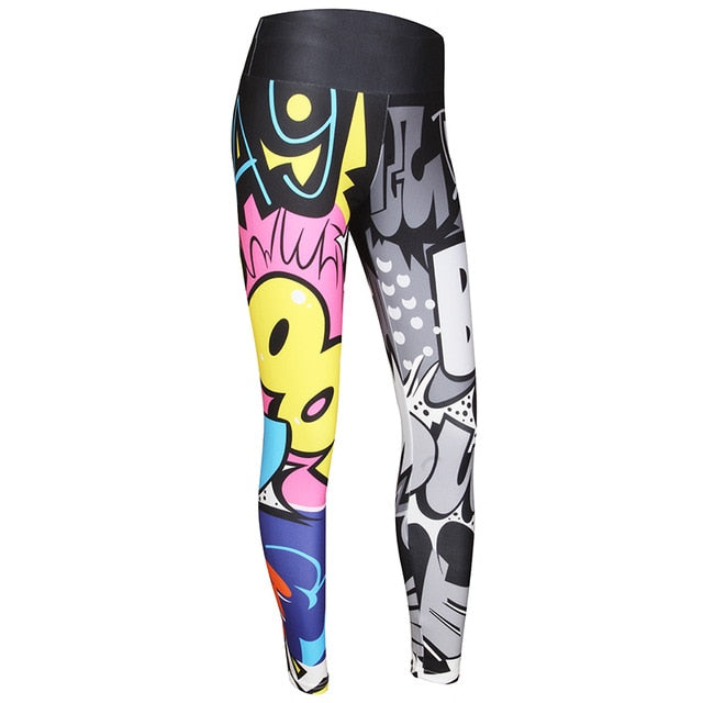 Graffiti Print Ankle-Length Push Up Slim Fitness Leggings