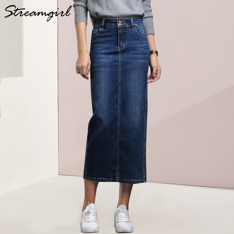 Ladies Long Demin Jean Skirts