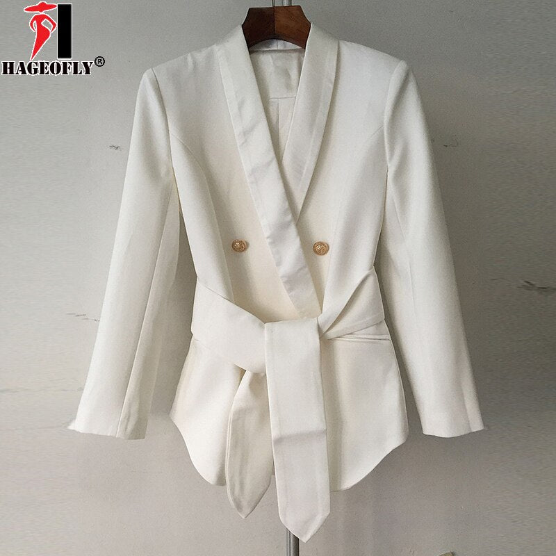 Designer Long Sleeve Double Breasted Formal Ladies Blazer