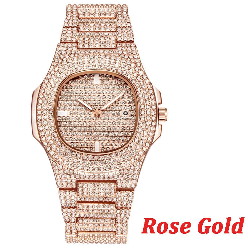 Iced Quartz Hip Hop Micropaved CZ Stainless Steel Watch