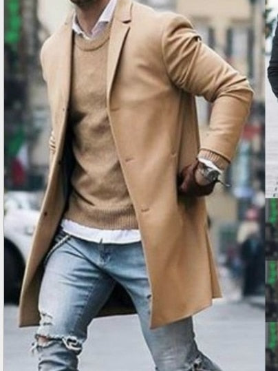 Men's Slim Fit Cashmere Cardigan Wool Blend Coat