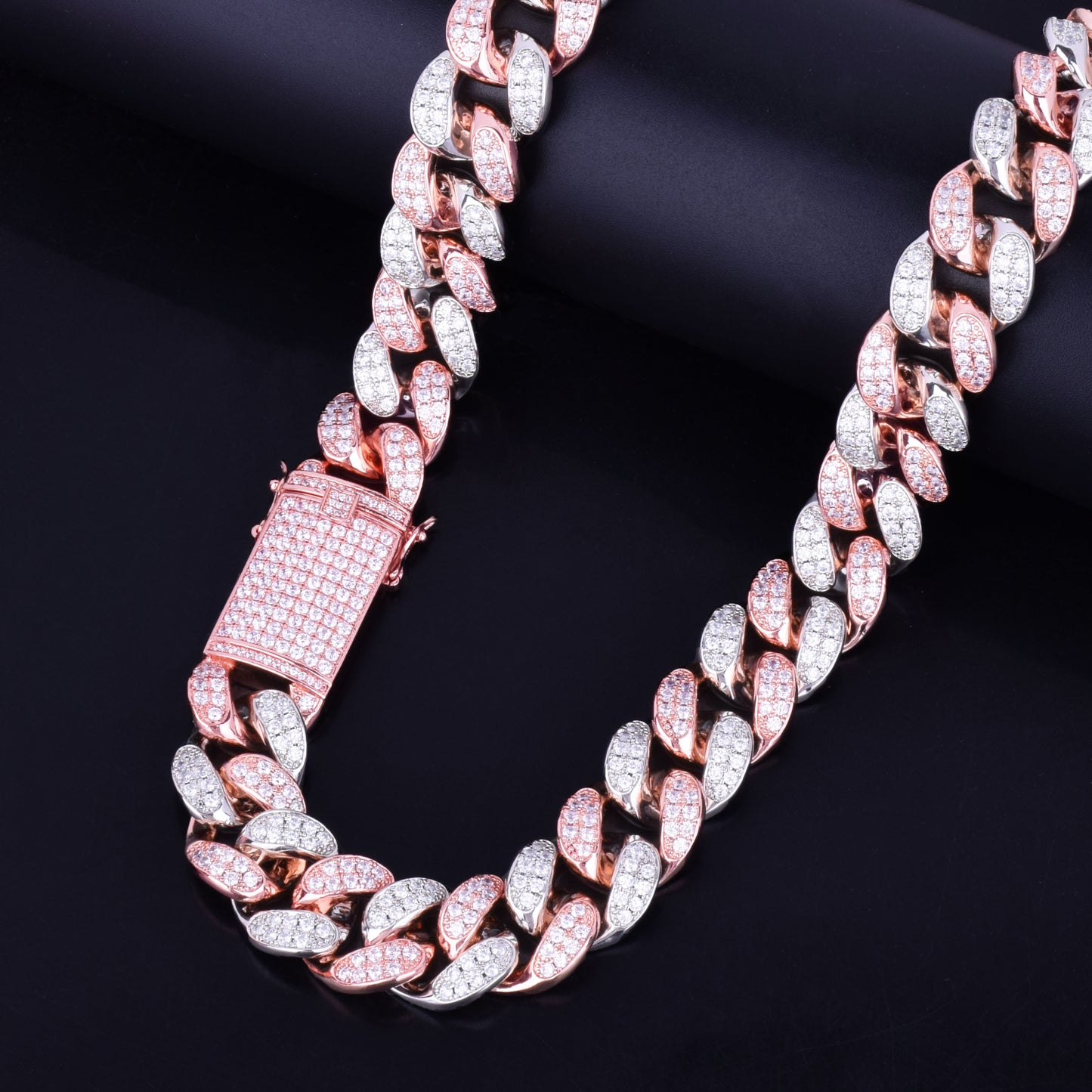 Pink Zircon Miami Cuban Link Chain