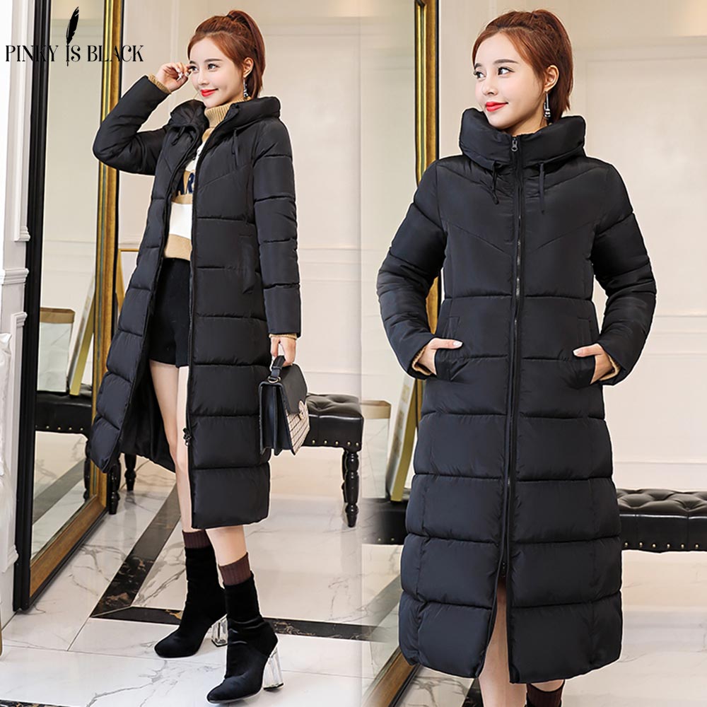 Hooded Women's Winter Down Cotton Trenchcoat to 6X