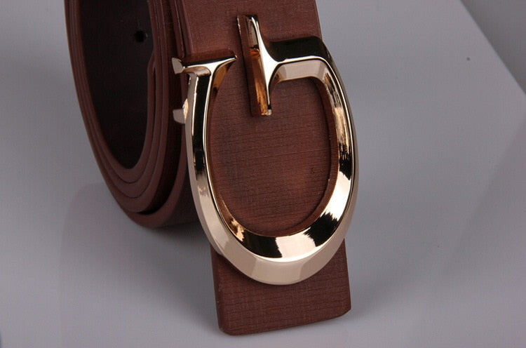 Unisex Metal Gold G Design Gold Buckle Belt