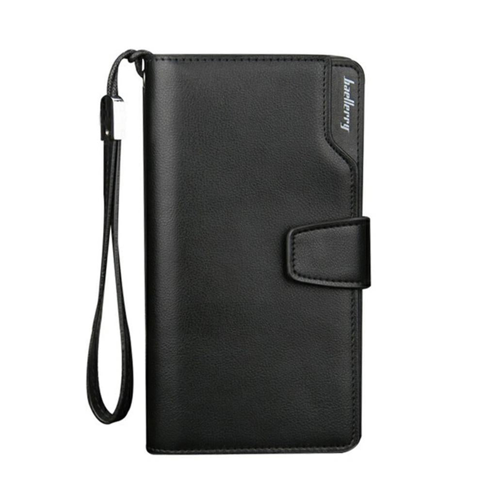 Men Long Card Holder Zipper PU Leather Wallet