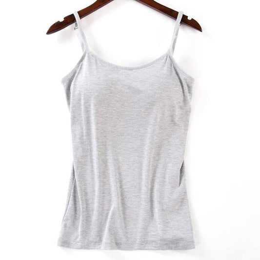 Padded Bra Tank Top Women Modal Spaghetti Camisole