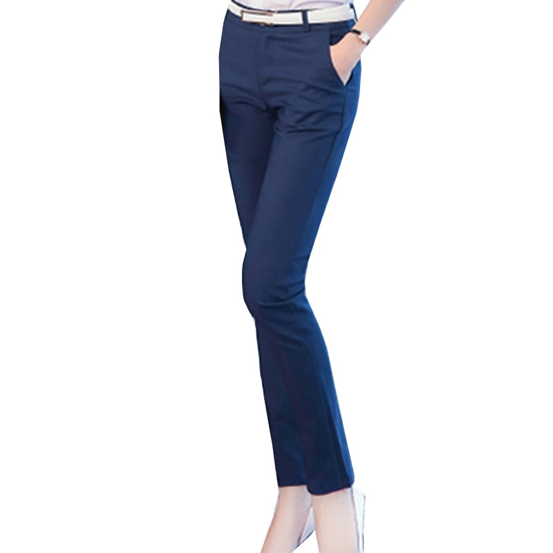 Ladies Slim High Waist Straight Leg Pants