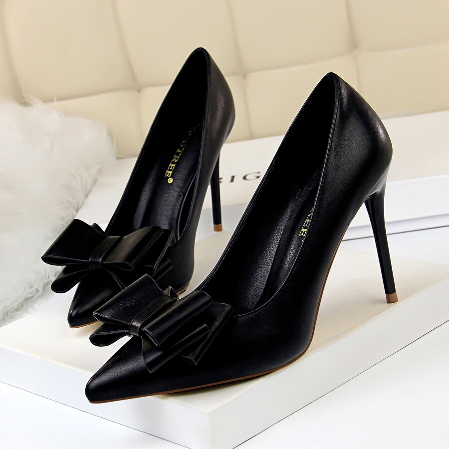 Bowtie High Heel Pointed Toe Pumps