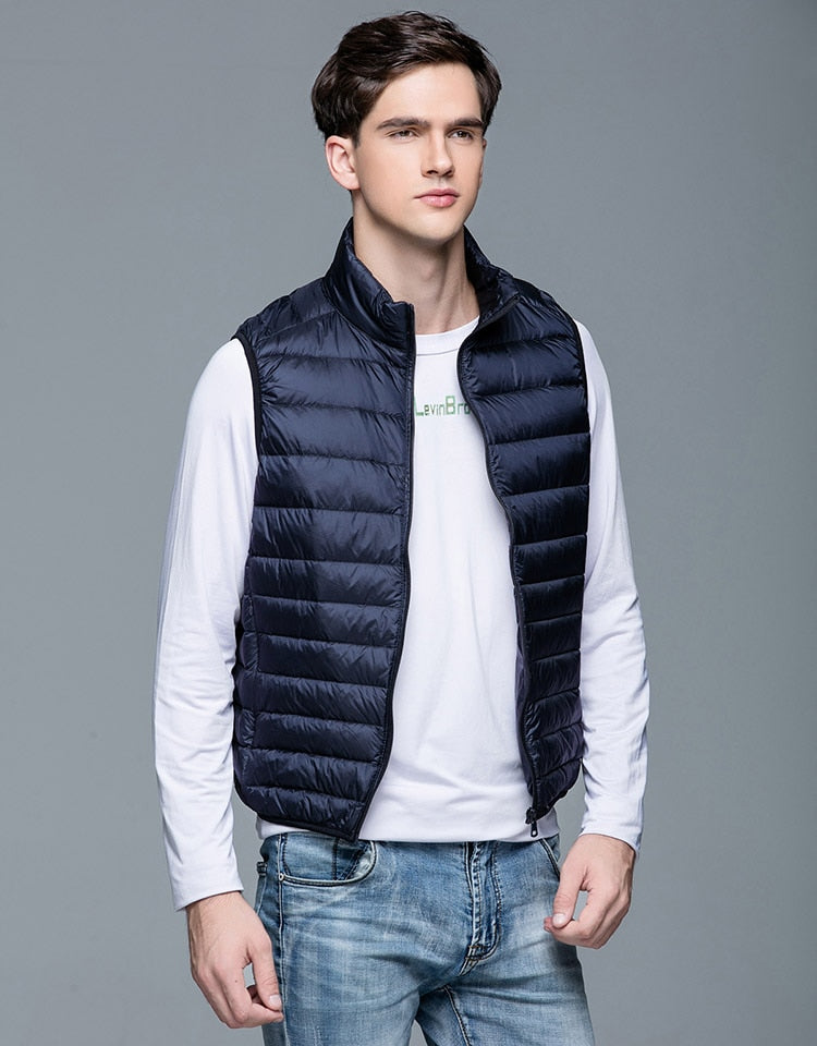 Duck Down Vest Ultra Light Men's Sleeveless Ribbed Vests