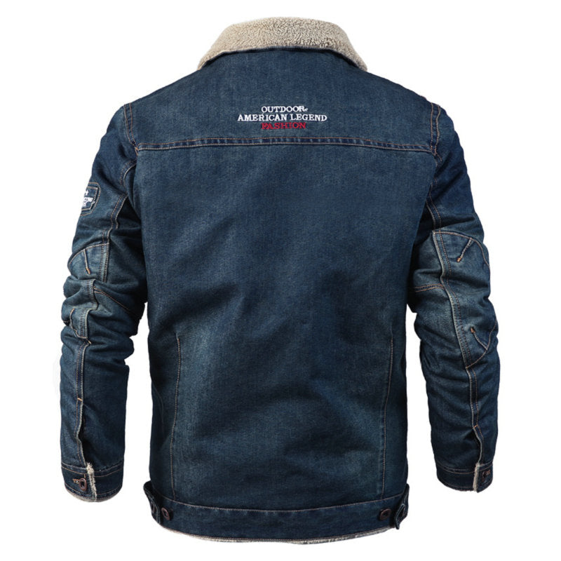 Men's Military Bomber Style Jean Jacket