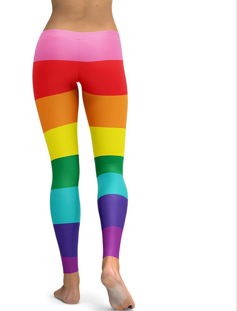 Rainbow Striped 3D Printed Leggings