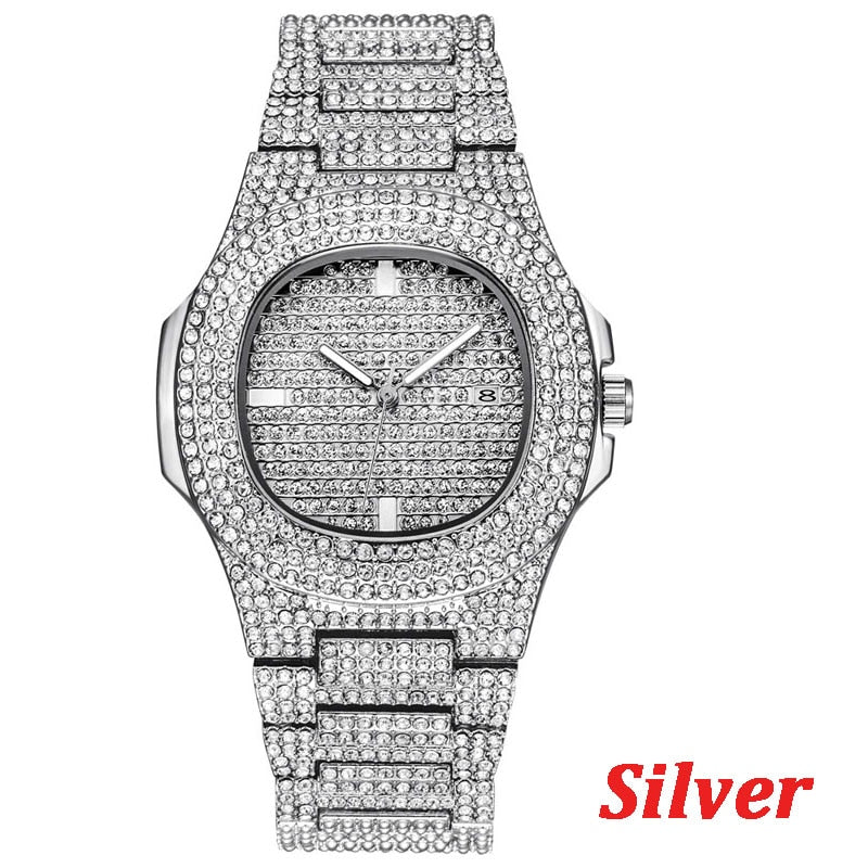 Iced Quartz Hip Hop Micropaved CZ Stainless Steel Watch