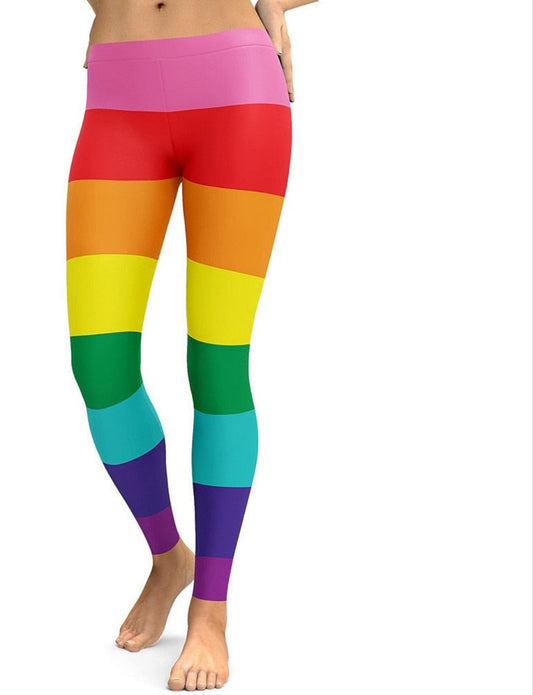 Rainbow Striped 3D Printed Leggings