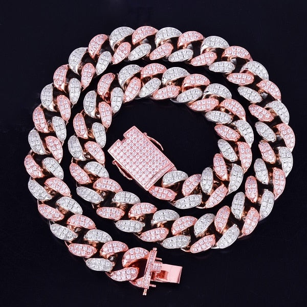 Pink Zircon Miami Cuban Link Chain