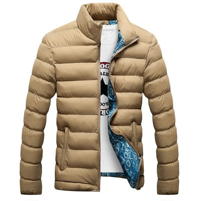 Ribbed Men's Mandarin Collar Puffer Zipper Jacket to 6X