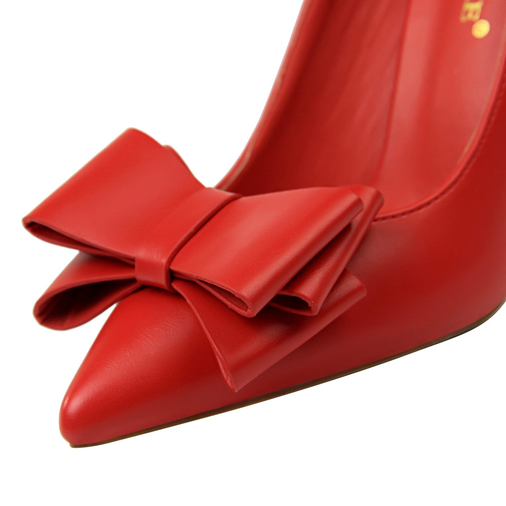 Bowtie High Heel Pointed Toe Pumps