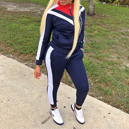 Side Striped Ladies Zipper Tracksuit